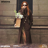 中古笔记 OfAkiva 豹纹仿麂皮风衣女防风夹棉外套 李梦同款