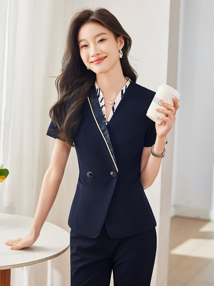 职业装短袖西装套装女夏季酒店经理客房服务员工装餐饮饭店工作服