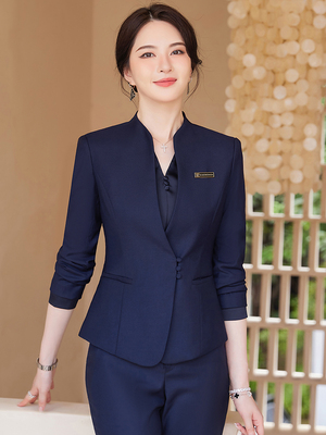 职业无领西装套装女春秋酒店前台接待领班工装珠宝店美容院工作服