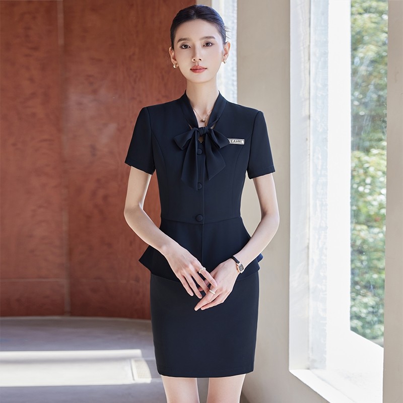 高端短袖西装套装女夏薄款职业酒店前台服务员工作装珠宝店工作服