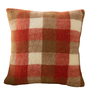 红色格子抱枕靠垫双面羊羔绒可拆洗不含芯客厅沙发抱枕套靠枕定制