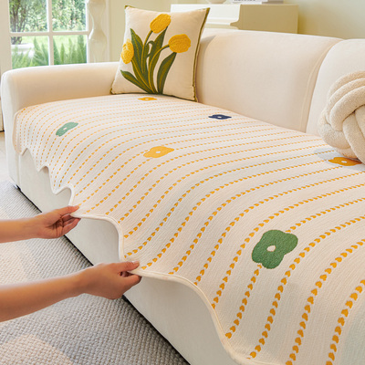 简约小清新异形沙发垫四季通用2025新款固定防滑直排沙发坐垫盖巾