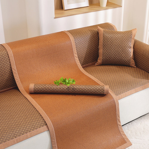 夏季沙发凉席垫2025新款夏天藤席沙发垫固定防滑凉感直排坐垫凉垫