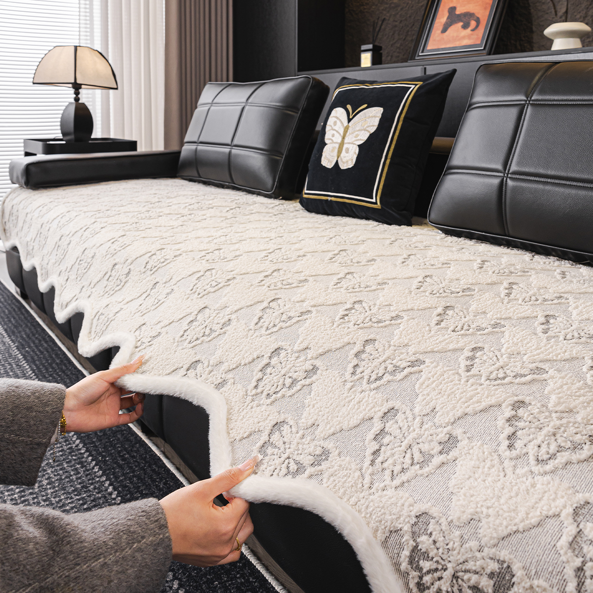 沙发垫冬季2025新款高级感劳伦斯皮沙发防滑坐垫四季通用沙发盖布