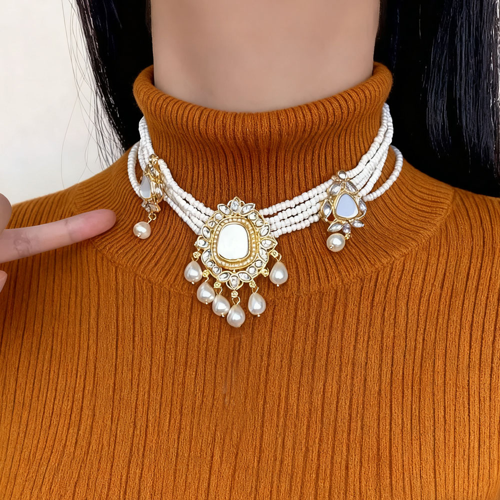 复古宫廷风水滴吊坠多层珍珠项链