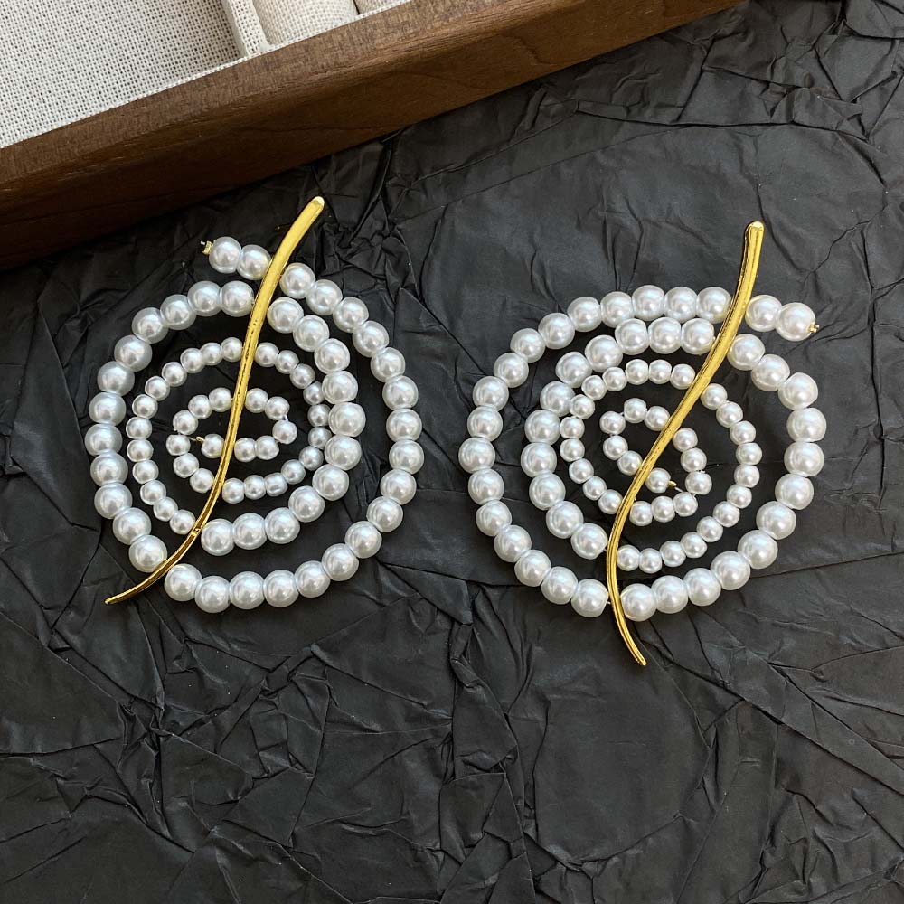 个性螺旋状珍珠玛瑙耳环女高级感