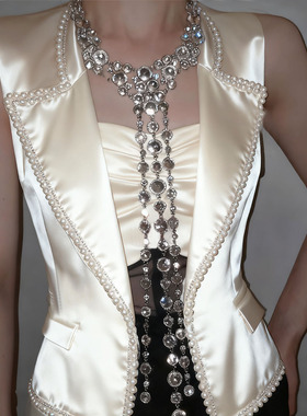 重工超闪满钻流苏长款项链女