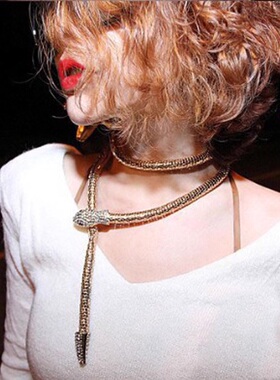 金属冷淡风夸张蛇形磁吸镶钻项链