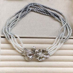 法式轻奢高级感多层珍珠花朵项链女超仙小众锁骨链时尚公主风颈链