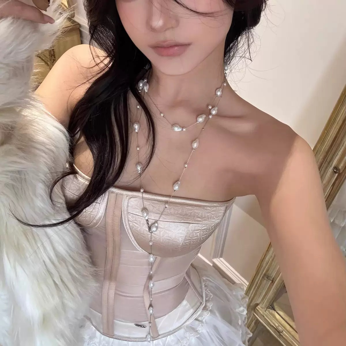 满天星异形珍珠项链女气质高级感长款叠戴毛衣链小众锁骨链颈链