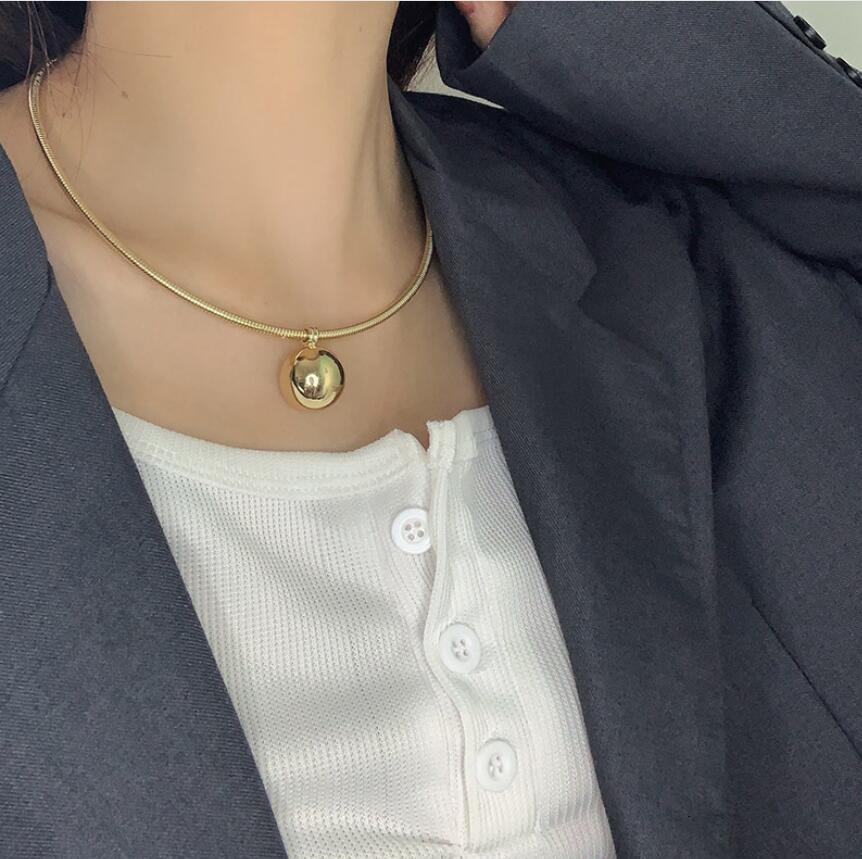 choker港风金属圆球法式吊坠项链