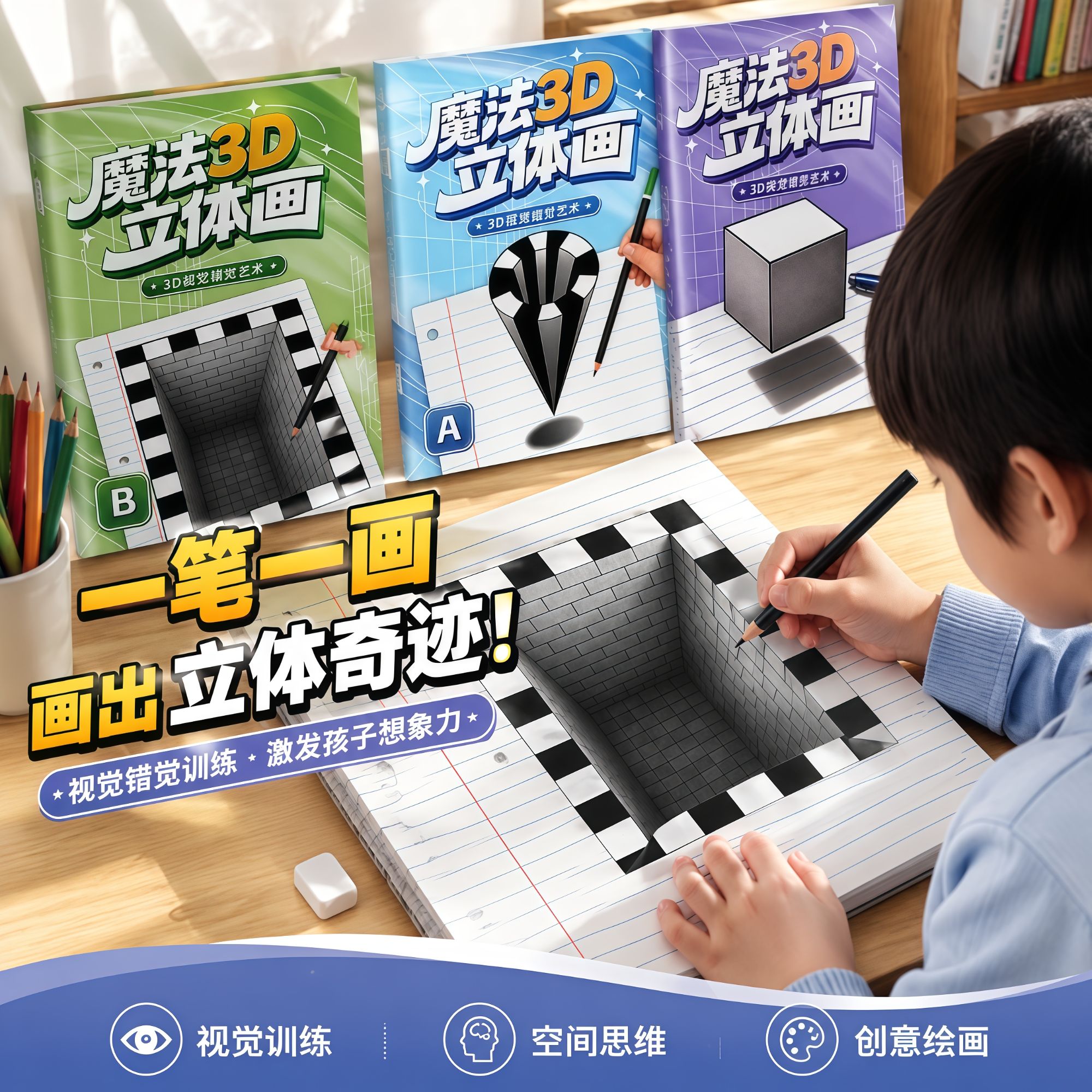 【3D魔法立体画】描摹本涂色本