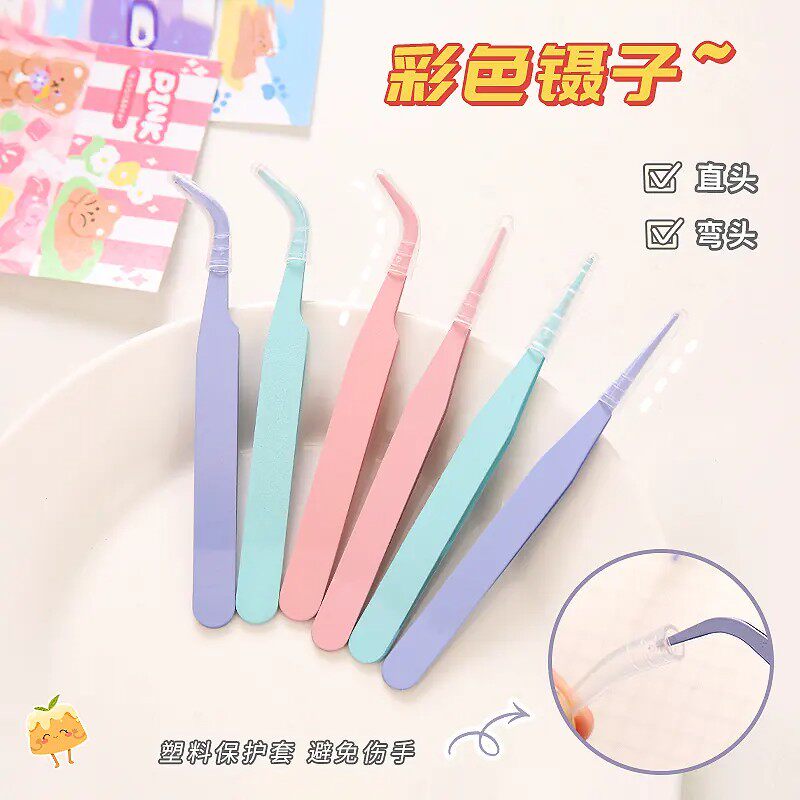 彩色马卡龙尖头弯头夹子手账贴纸