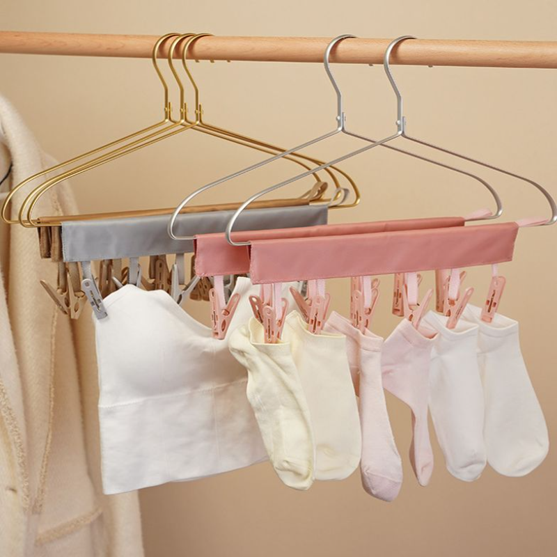 便携折叠衣架旅行布艺挂架浴室家用小夹子神器