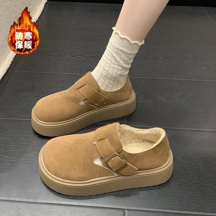 全包勃肯鞋女单鞋加绒2025年秋冬新款复古厚底小个子一脚蹬乐福鞋,女鞋,深口单鞋,淘宝优惠券,粉丝福利购,淘宝优惠卷