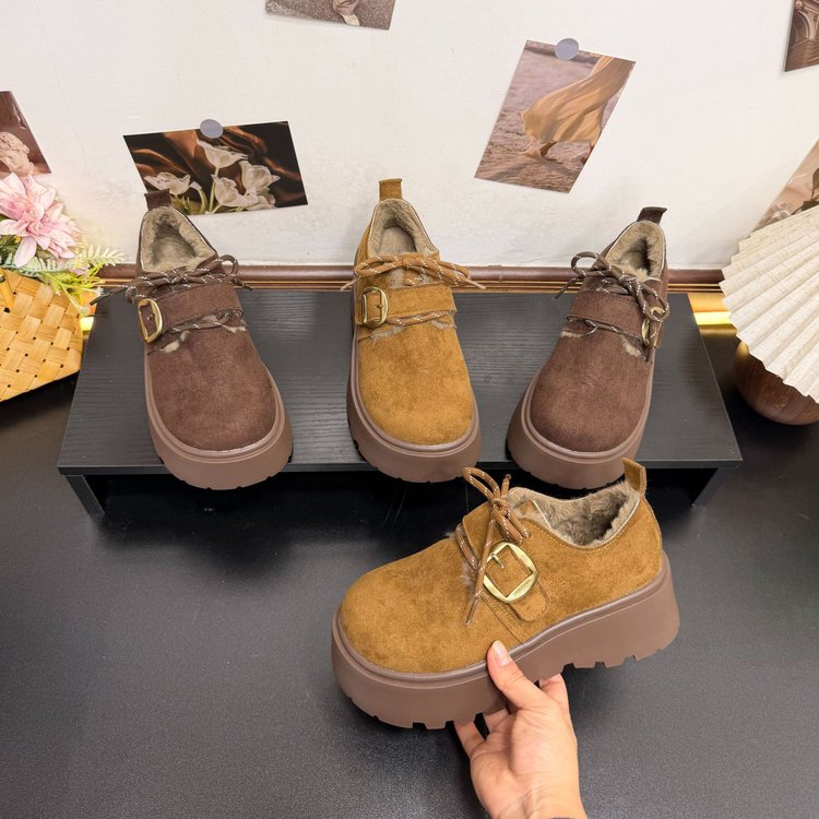 松糕厚底增高乐福棉鞋女2025新款秋冬季复古加绒勃肯鞋保暖雪地靴