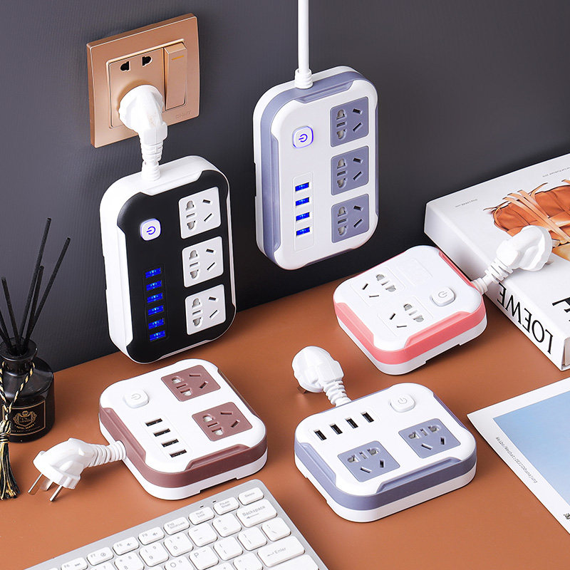와이어 드래그 스트립이 있는 USB 전원 스트립 멀티 소켓이 있는 다기능 가정용 전원 스트립 소켓 패널 다공성