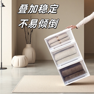 抽屉式 免安装 收纳盒宿舍收纳神器全方位防尘家用衣柜透明分隔收纳