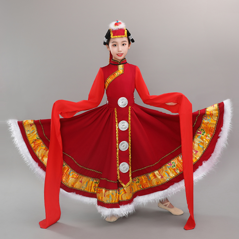 儿童藏族心声舞蹈水袖表演服