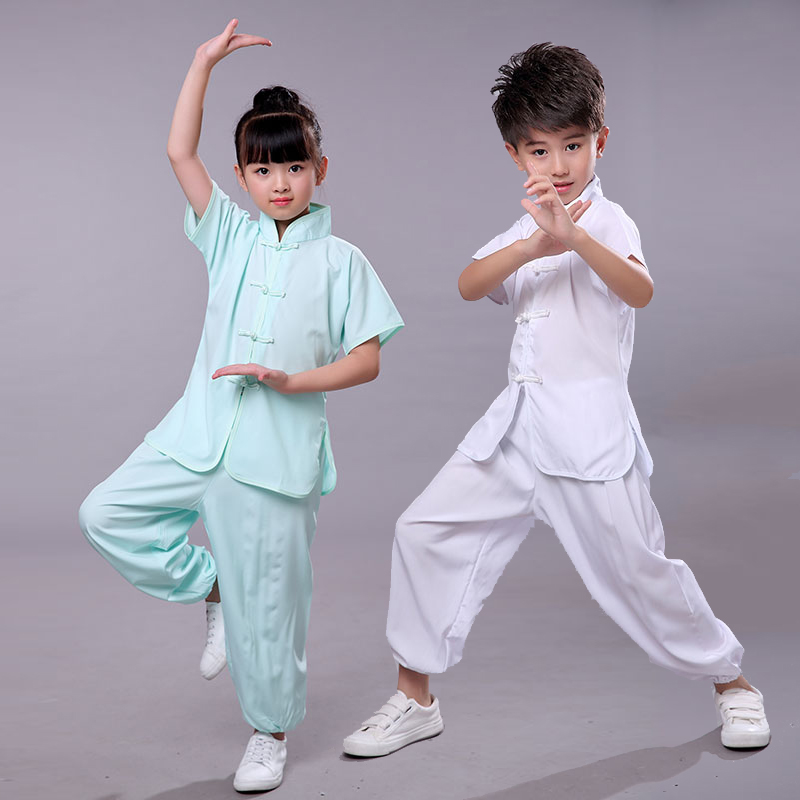 儿童武术服装演出服短袖六一中国风功夫练功服青少年太极拳表演服