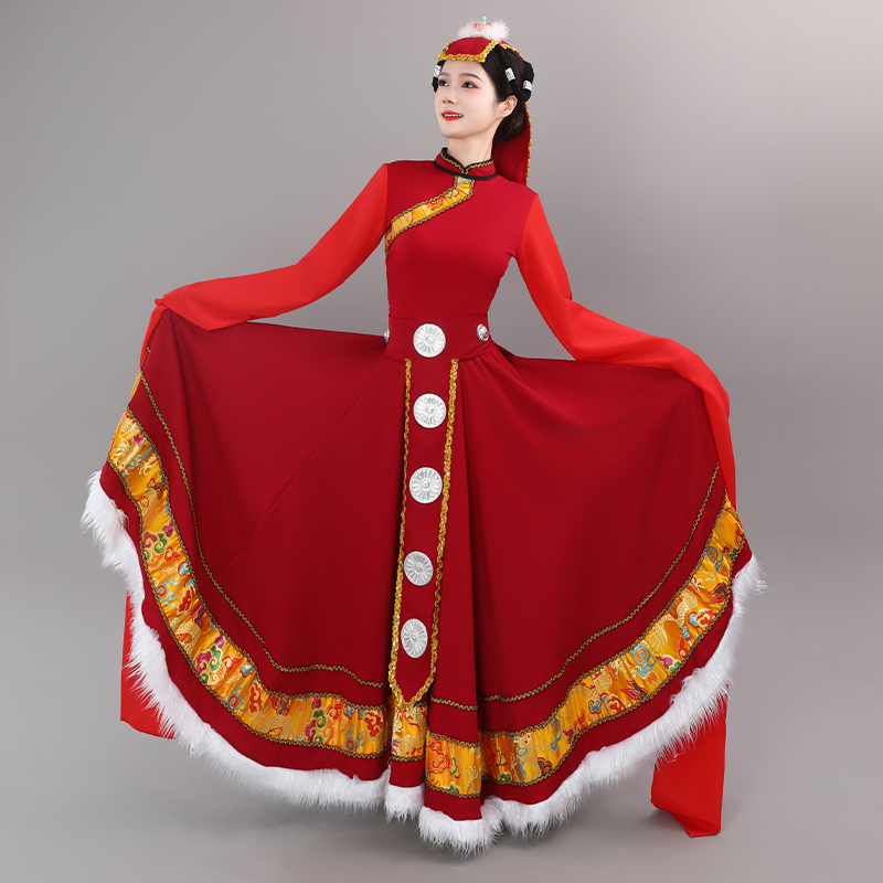 藏族心声舞蹈演出服水袖藏式衣服