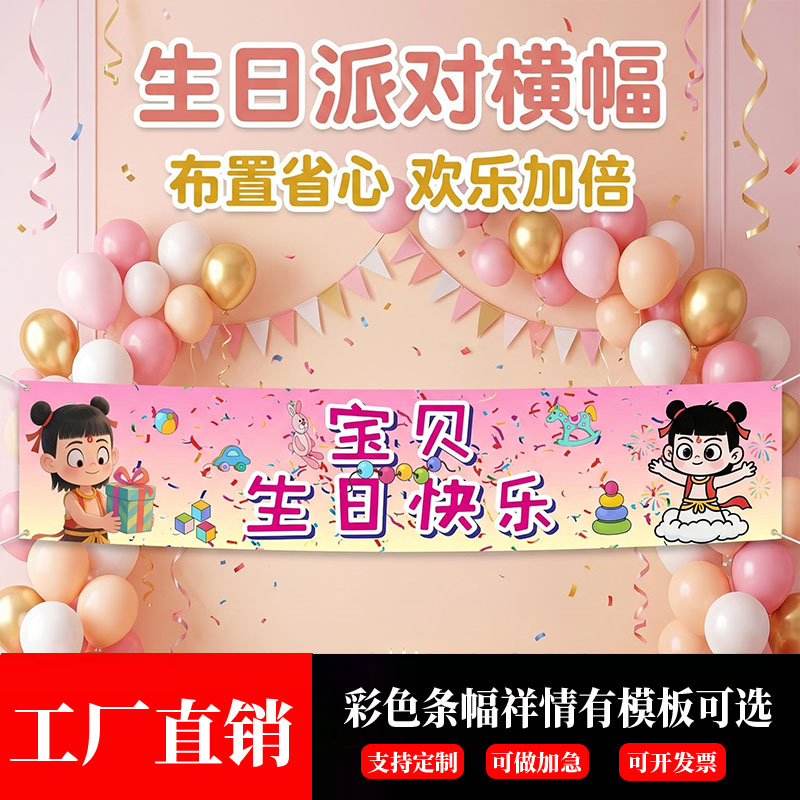儿童生日派对背景横幅定制图片