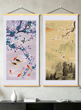 中式山水花鸟高品质国卷轴挂画