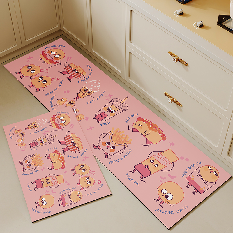 少女心厨房地垫防污防油吸水脚垫子l型硅藻泥耐脏减震防滑小地毯