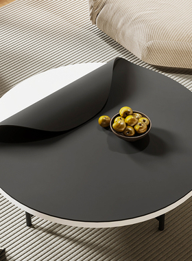 轻奢高级感圆桌桌垫防水防油免洗圆形餐桌茶几桌面垫家用纯色桌布