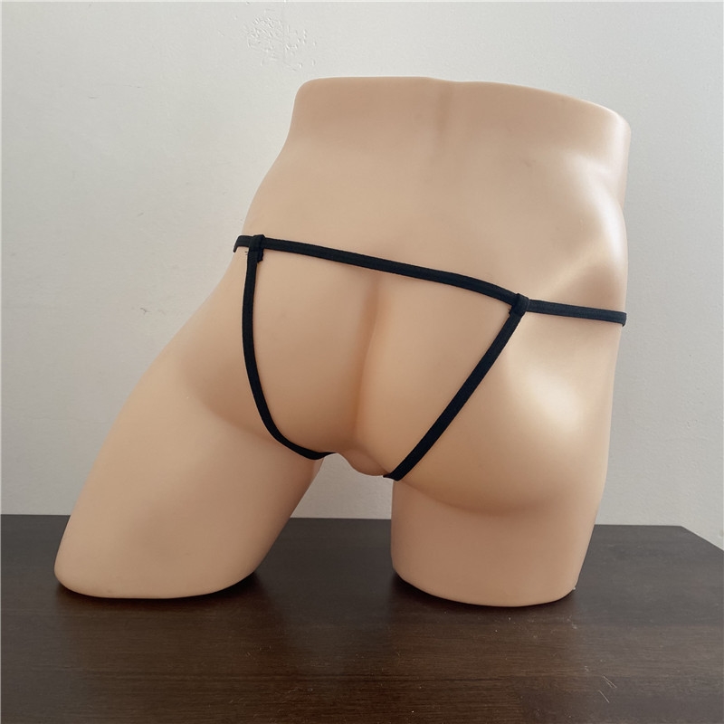 男士透明丁字裤冰丝纯色细带珍珠刺激低腰紧身性感内裤同志小受