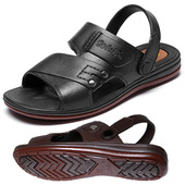 橡胶凉鞋 透气厚底 两用防滑防水沙滩鞋 男士 夏天外穿中年牛筋底凉鞋