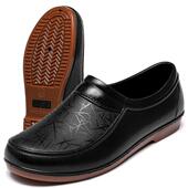 男防滑厨房工作建筑工地仿皮 防水鞋 夏季 男士 塑胶鞋 短筒牛筋底雨鞋