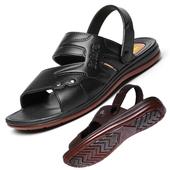 橡胶凉鞋 男夏牛筋底凉拖鞋 两用沙滩外穿中年防滑耐磨透气可泡水厚