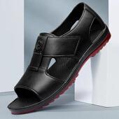 子中年防滑透气塑胶凉鞋 夏季 露趾仿皮外穿 2025新款 沙滩鞋 凉鞋 男士