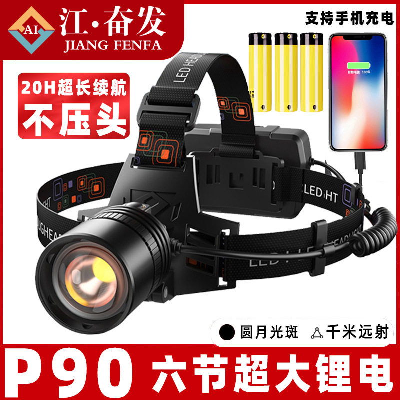 P70头灯LED充电头戴式变焦头灯钓鱼超长续航户外强光探照灯