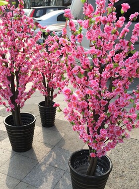 清新多款仿真桃花树植物盆景年宵庆典家居摆设橱窗大堂真