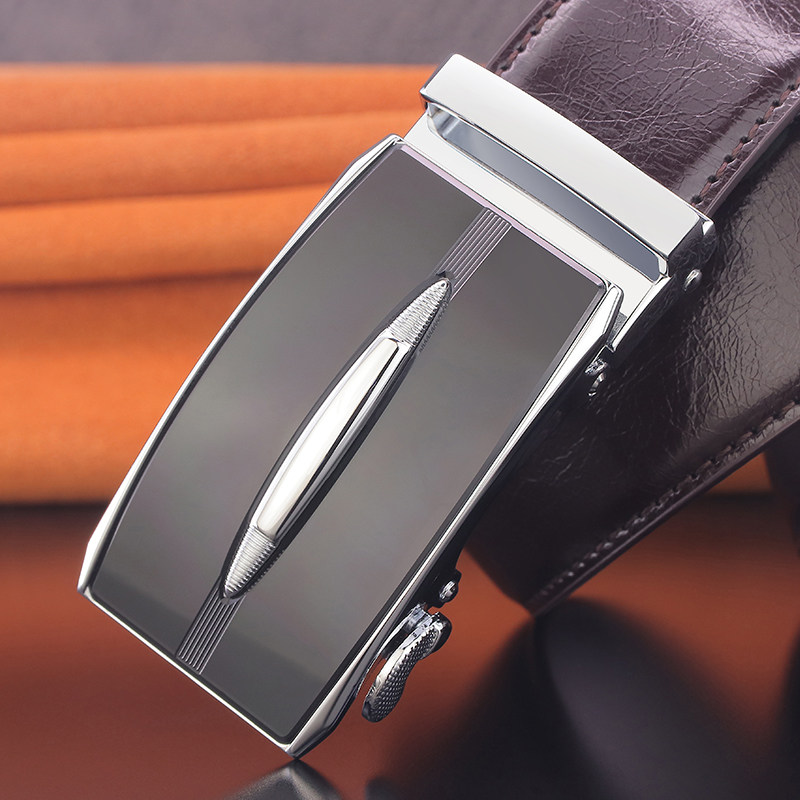 商务皮带男士真皮滑道自动扣正装腰带男潮流年轻人中年西服裤腰带