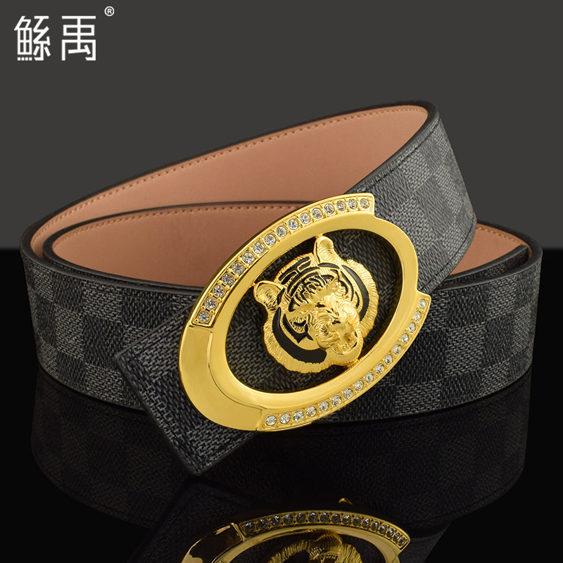 霸气十二生肖老虎头皮带男士真皮平滑扣休闲腰带男韩版个性裤腰带