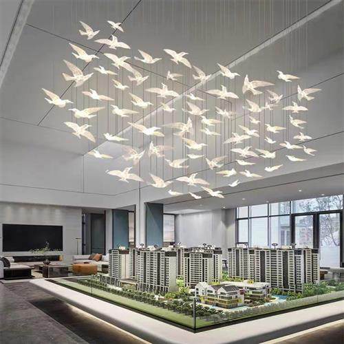 酒店大堂别墅楼梯大吊灯客厅餐厅沙盘商场个性酒店亚克力吊灯