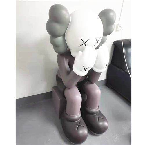 芝麻街卡通公仔玻璃钢雕塑摆件客厅售楼处网红落地暴力熊门神