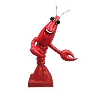 龙虾模型摆件玻璃钢装 饰大排档仿真海鲜门口迎宾卡通人物雕塑定制