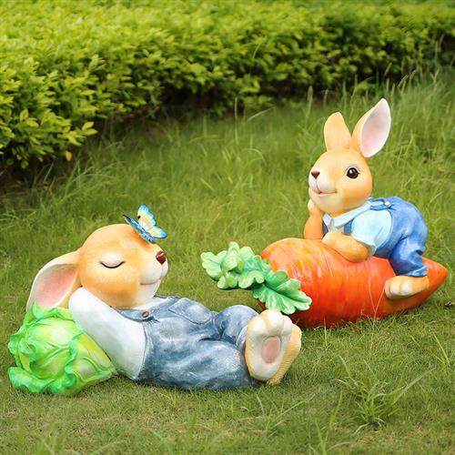 玻璃钢雕塑兔子户外小区园林景观小品幼儿园花园庭院草坪装饰摆件