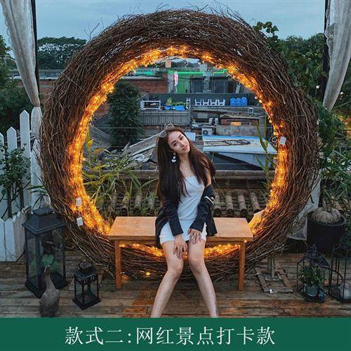 巴厘岛网红创意鸟巢秋千户外同款爱心吊篮景区打卡婚纱照拍摄道具