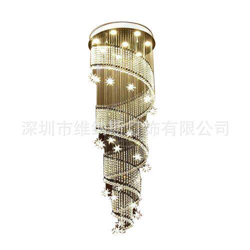 现代楼梯K水晶吊灯复式螺旋吊线灯饰别墅酒店大堂工程灯具客厅灯
