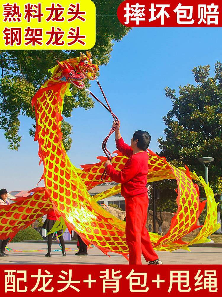 款广场舞舞龙彩带健身中老年人手甩耍龙头钢架道具8米儿童中国新