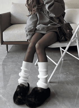 MOONCAT丨月亮猫堆堆袜套奶白小腿袜修饰遮腿型腿套配雪地靴袜子