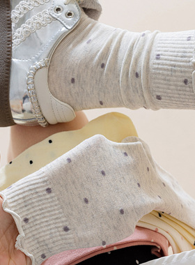 堆堆袜子女夏季薄款棉袜无骨中筒透气卷边木耳长筒灰色春秋月子袜
