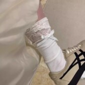 日系纯欲风jk蕾丝花边蝴蝶结过膝袜子女春夏lolita长筒袜配小皮鞋