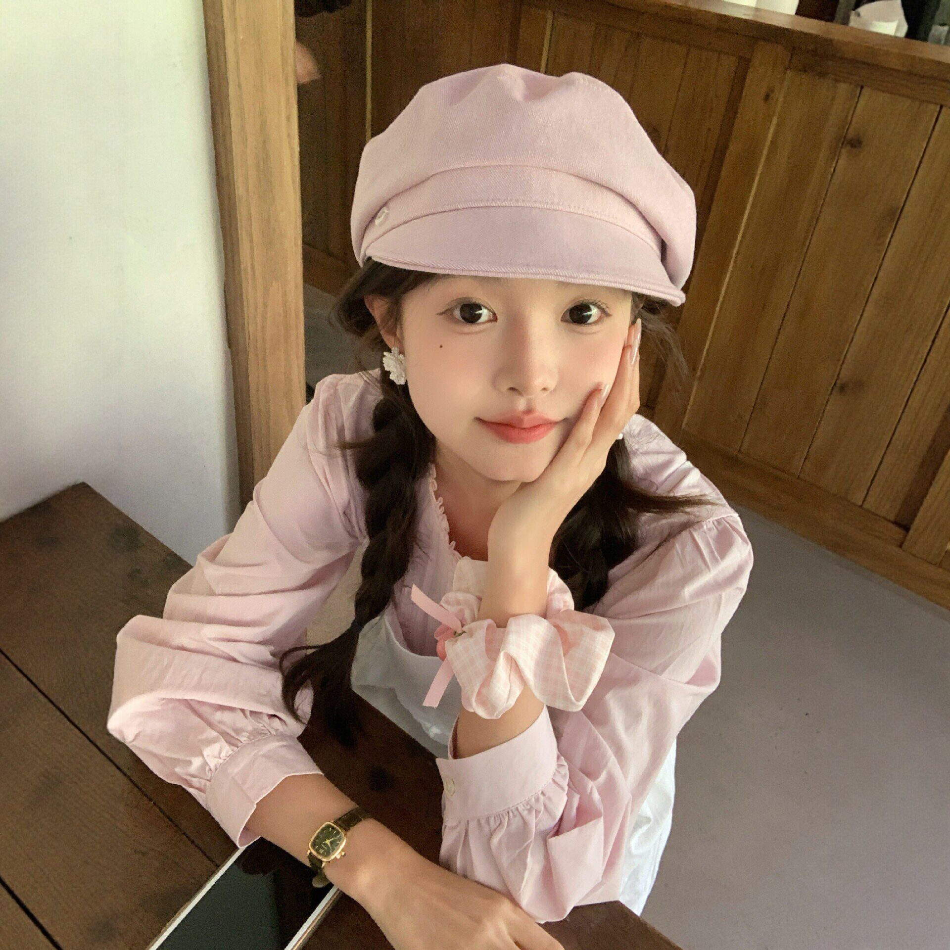 2026新款粉色贝雷帽女春夏百搭显