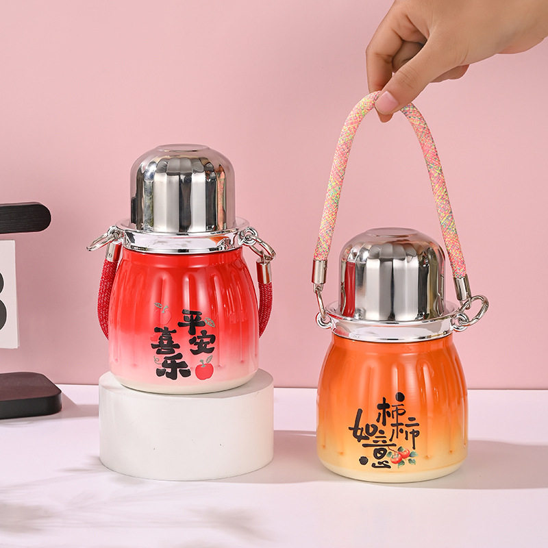 新款国潮便携吸管保温杯大容量双层覆钛杯养生焖泡茶杯高颜值水杯